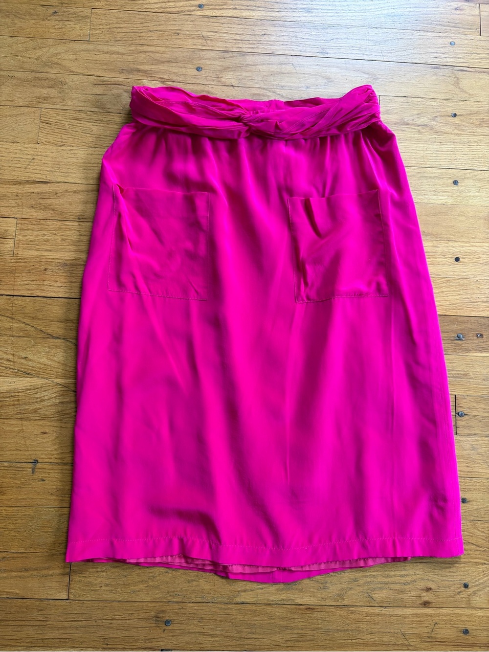 100% silk Bright Pink Women's Twisted-Waist Skirt